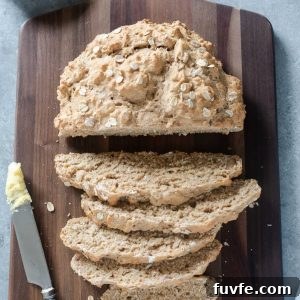 Traditional Irish Brown Soda Bread Recipe 9 Irish brown bread sliced on a cutting board