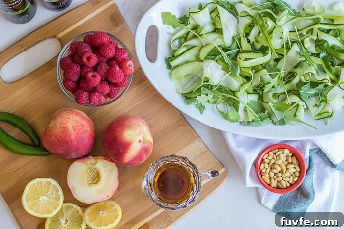 Grilled Peaches / This simple summer salad is made with sweet grilled peaches and topped with a sweet and spicy vinaigrette.