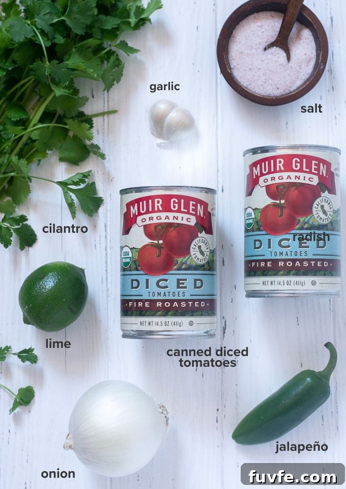 Restaurant style salsa ingredients