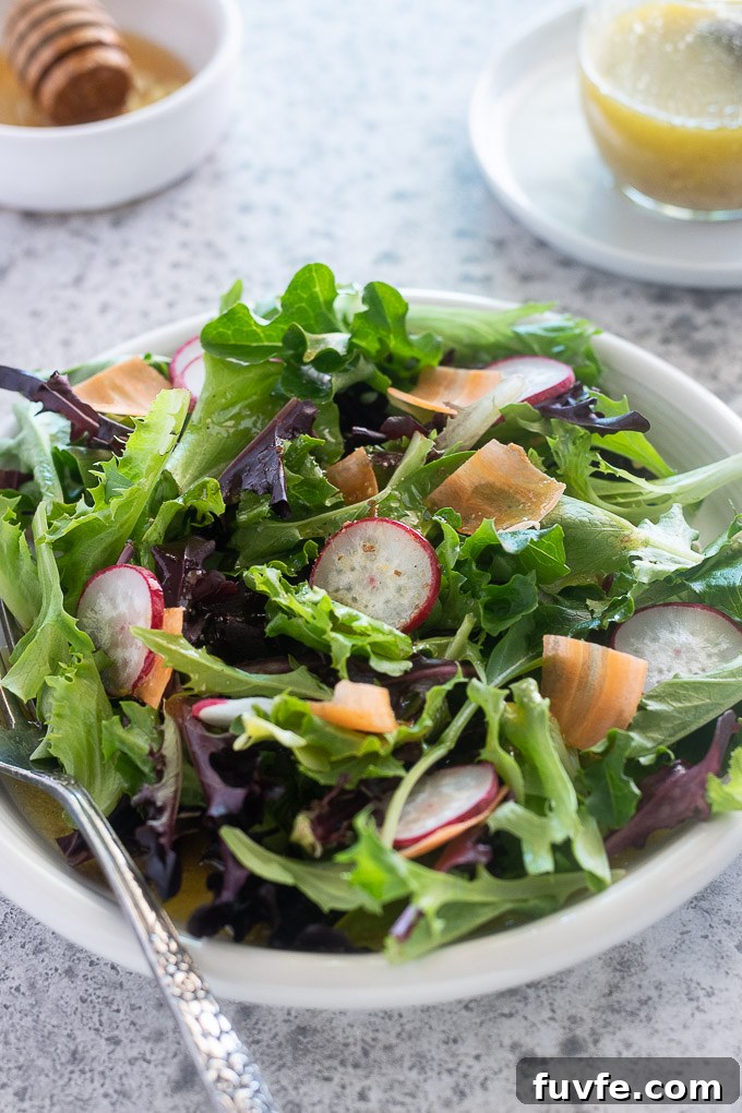 Honey mustard dressing recipe on a salad