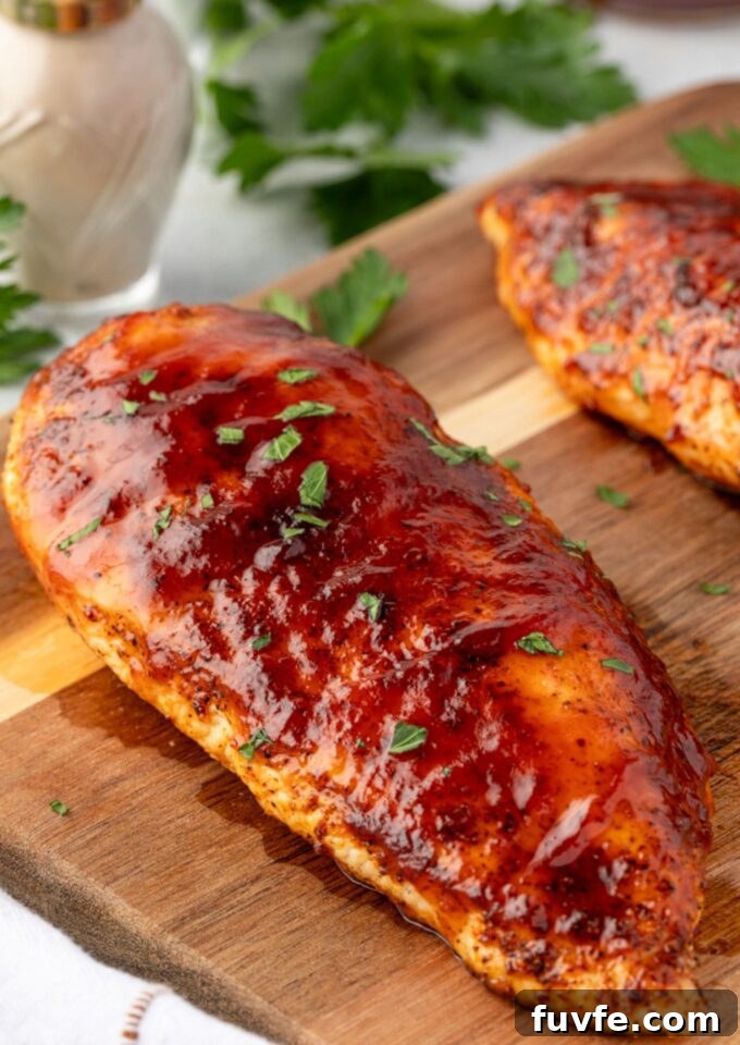 Air Fryer BBQ Chicken Recipe: Crispy and Juicy 2 Air fryer bbq chicken breast on a cutting board