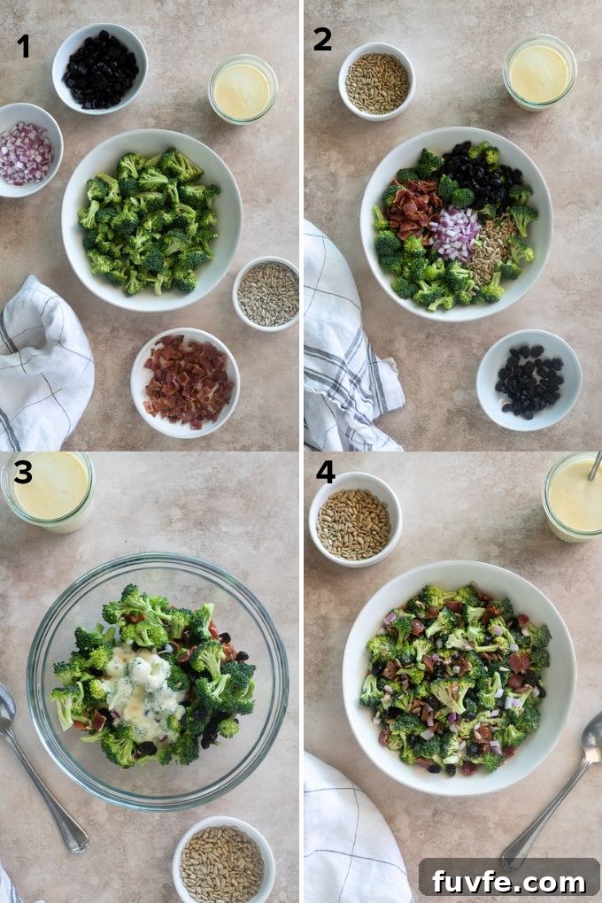 Crunchy Broccoli Salad with Bacon and Creamy Dressing 5 How to make broccoli salad recipe