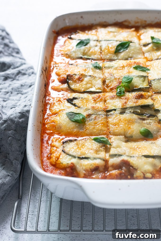 Zucchini lasagna on a wire rack