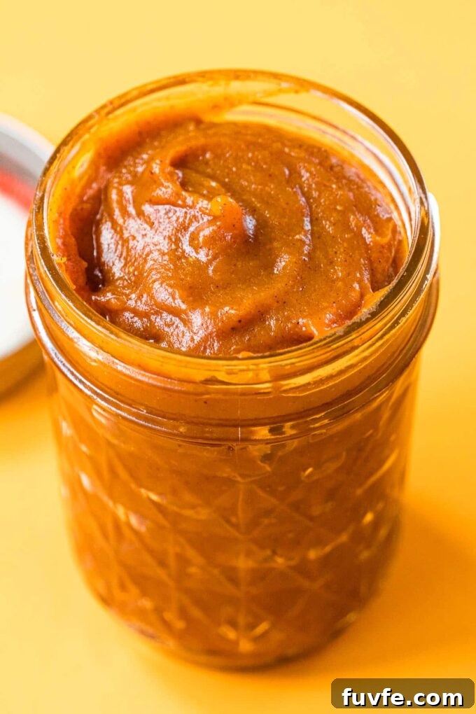 Pumpkin butter in a jar.