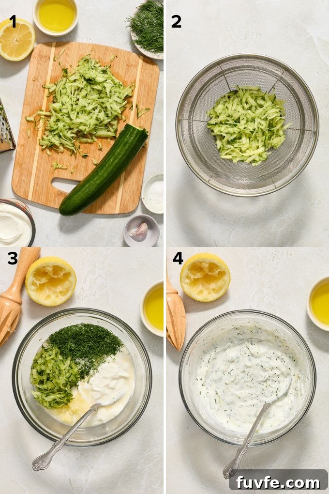 Authentic Greek Tzatziki: Creamy Cucumber-Yogurt Sauce 5 How to make tzatziki.