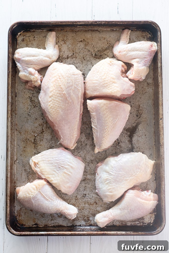 Whole chicken cut into 8 pieces