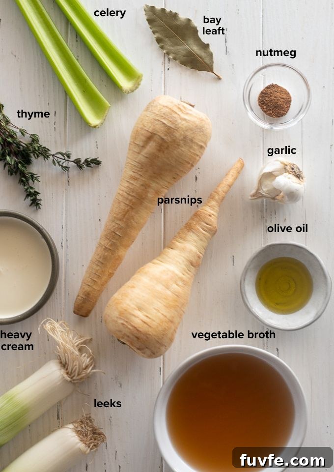 Creamy Roasted Parsnip Soup with Thyme 4 Parsnip soup recipe ingredients