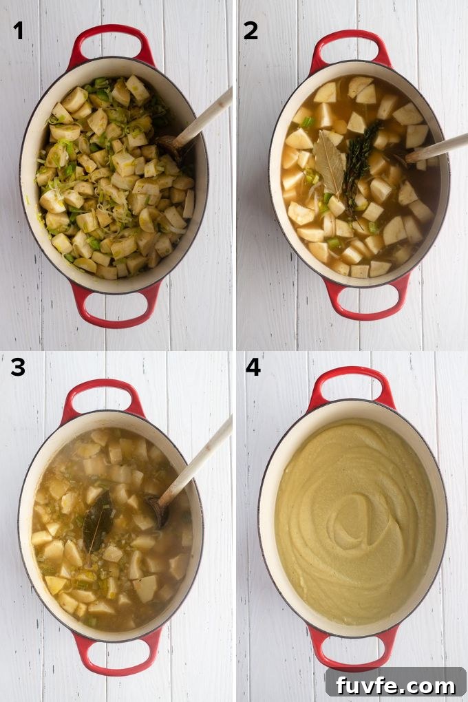 Creamy Roasted Parsnip Soup with Thyme 5 How to make parsnip soup
