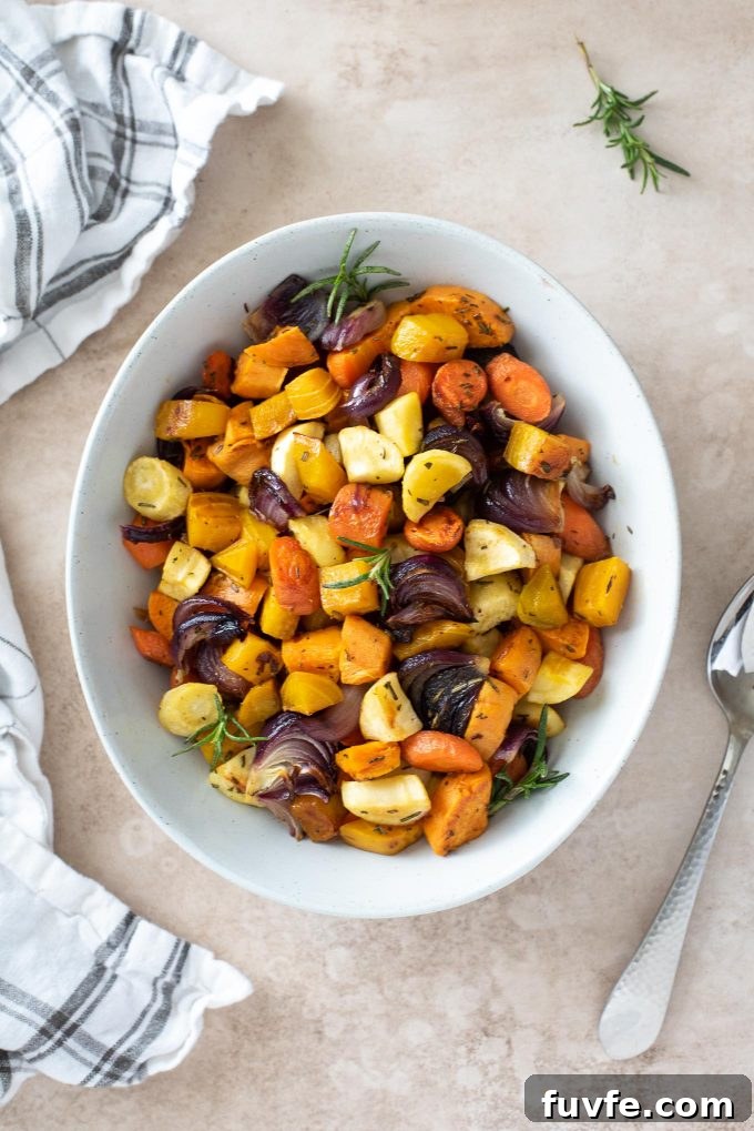 Parsnip Recipes: Cooking, Storage and Produce Guide 10 Roasted root vegetables in a white serving bowl