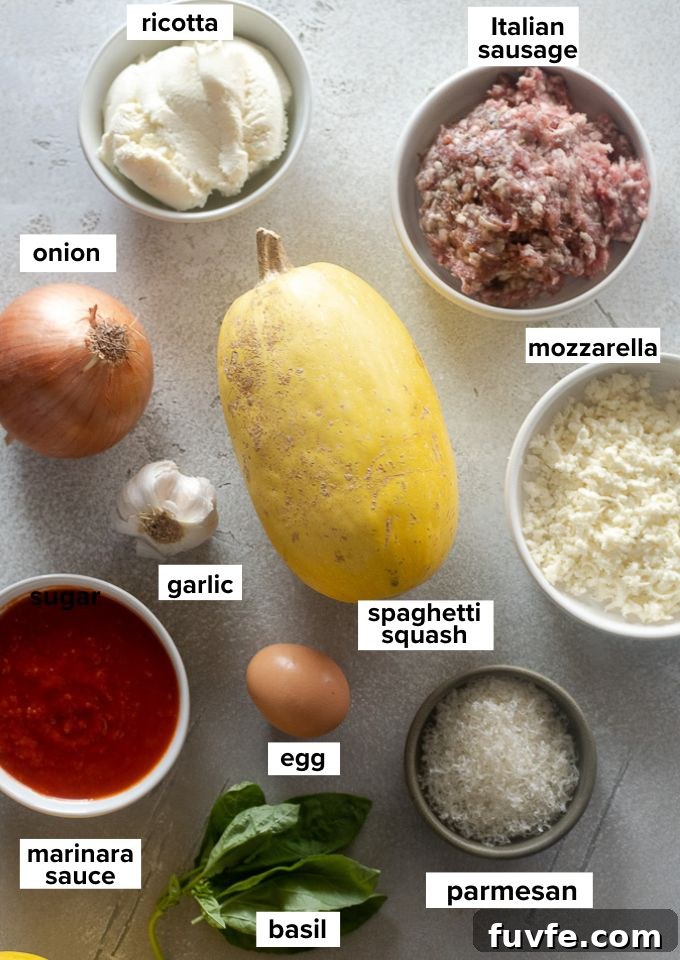 Spaghetti squash lasagna ingredients