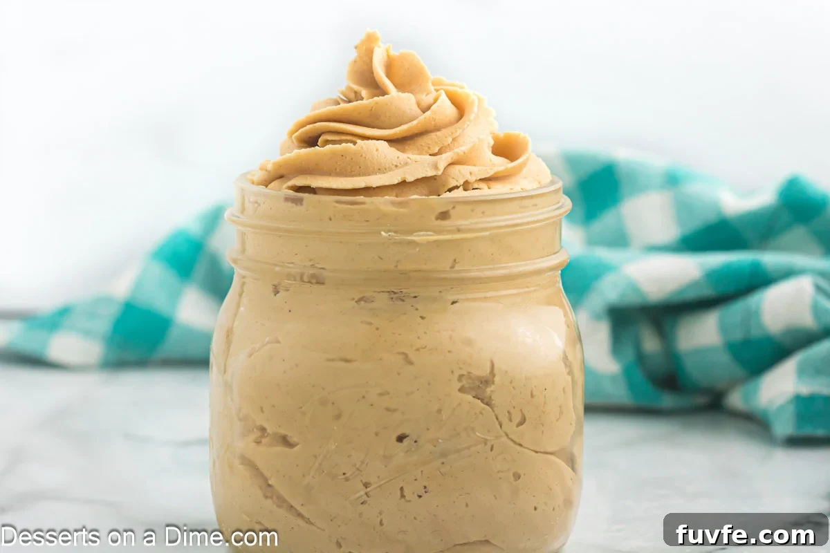 Peanut butter frosting in a jar.