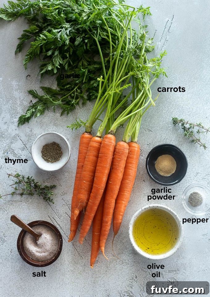 Air fryer carrots recipe ingredients.