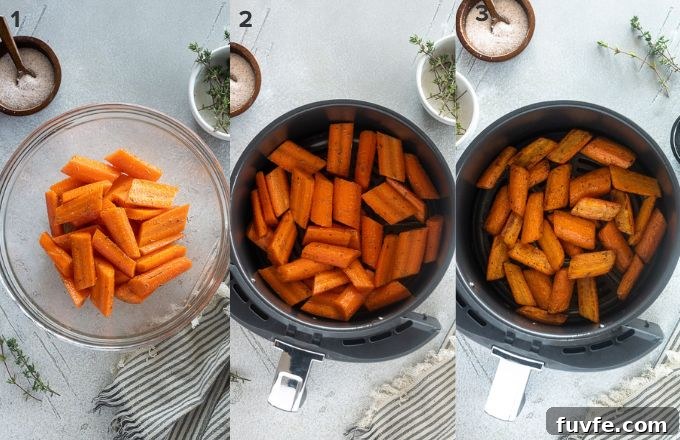 How to cook carrots in air fryer collage.