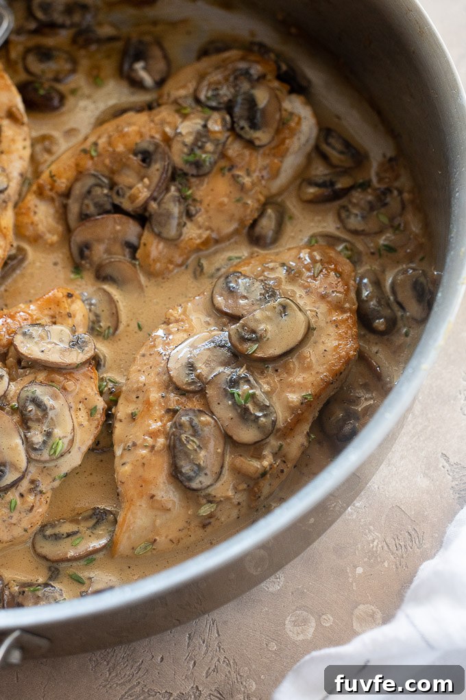Creamy Chicken Marsala in the skillet.