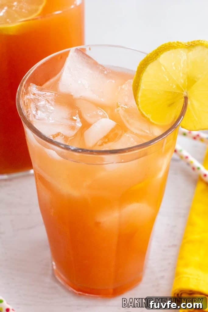 close up of the iced guava white tea lemonade recipe