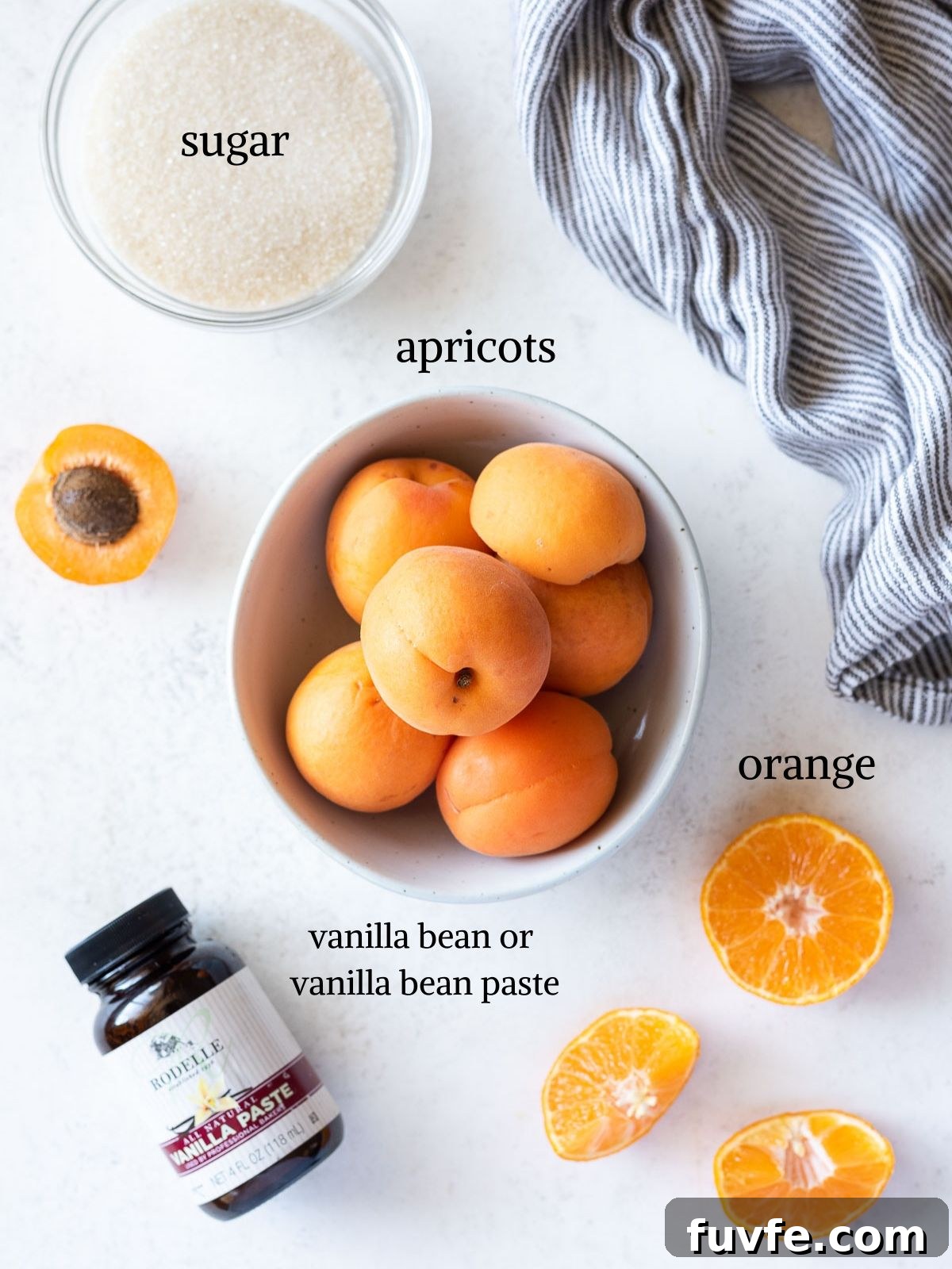 How to Make Small-Batch Apricot Jam 4 overhead shot of apricot jam ingredients