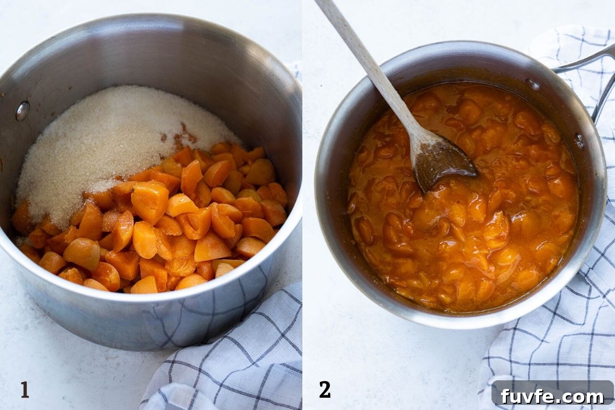 How to Make Small-Batch Apricot Jam 5 apricot jam collage before and after cooking