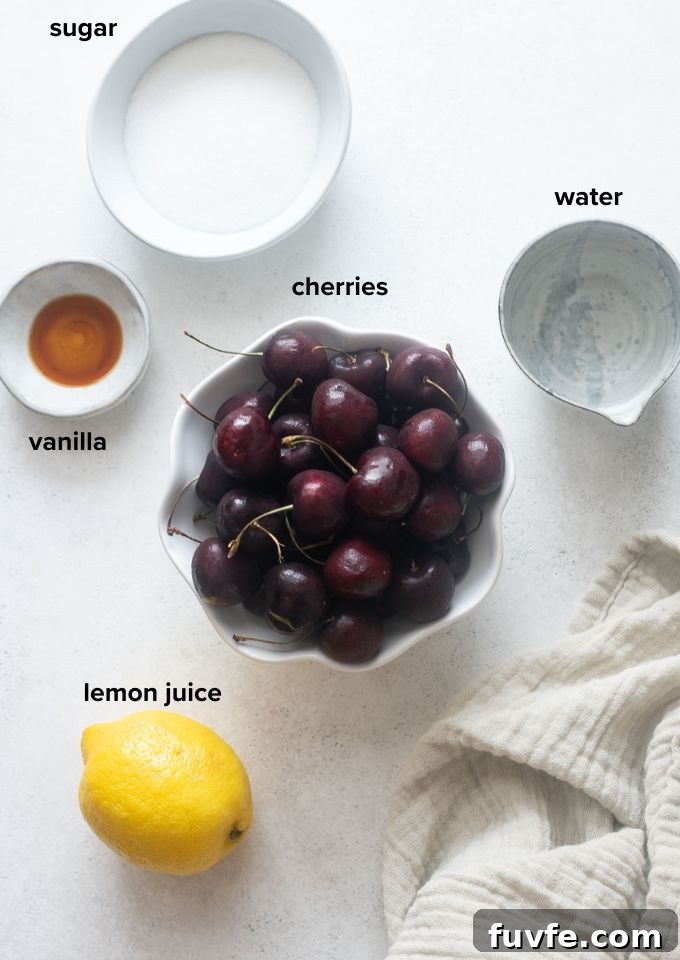Homemade Cherry Compote Recipe for Desserts and Breakfast 4 Cherry compote recipe ingredients.