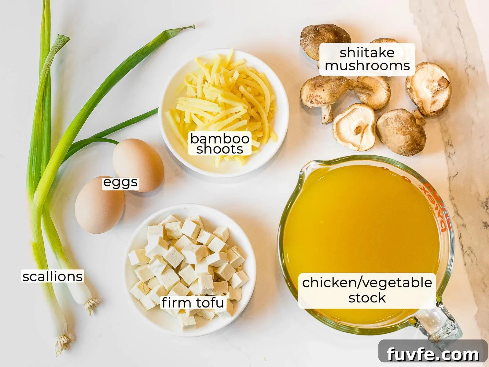 ingredients for Chinese hot and sour soup