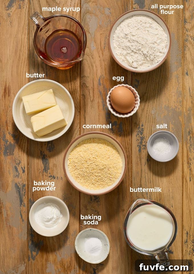 Skillet cornbread recipe ingredients.