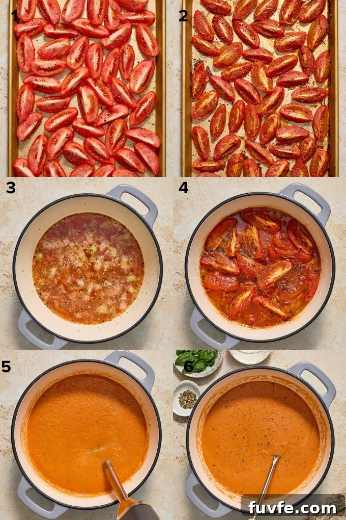 Creamy Roasted Tomato Soup Recipe with Basil 5 How to make roasted tomato soup.