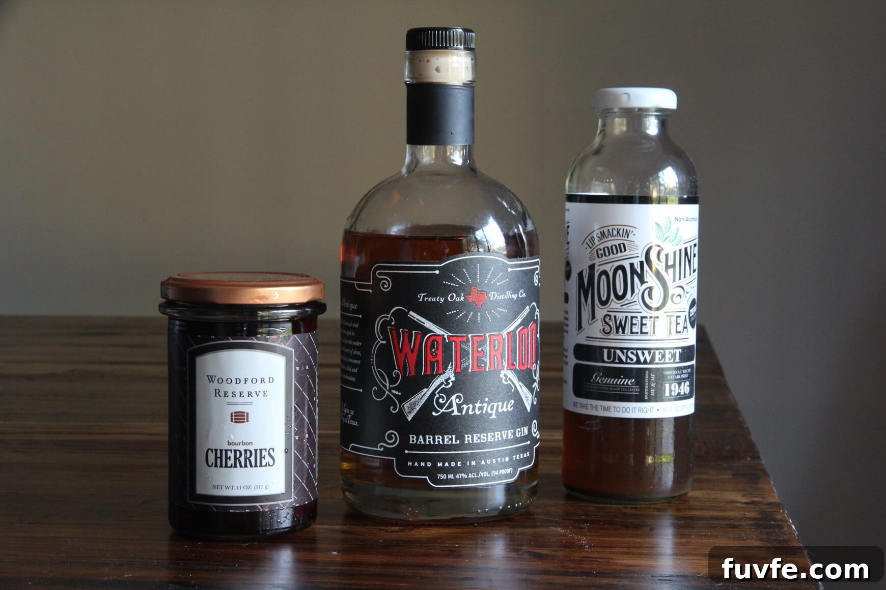 treaty oak antique gin with woodford reserve cherries