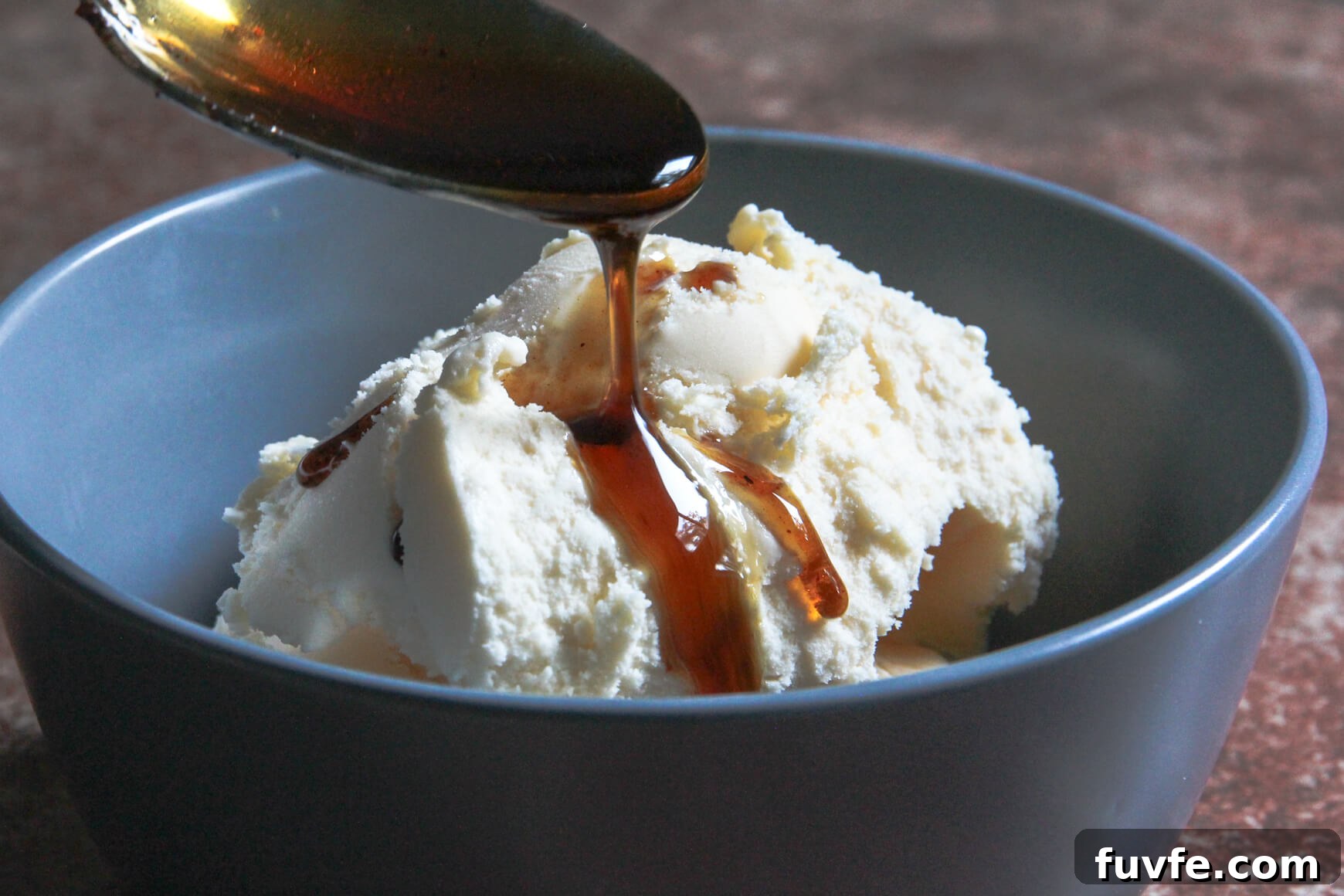 ancho chile syrup over ice cream