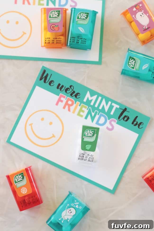 "we were mint to be friends card" with mint candy taped to the front