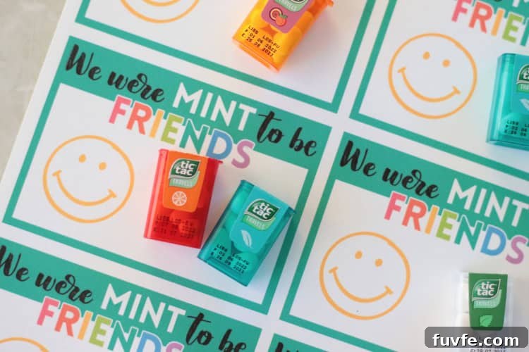 tiny packages of mint candies on printable cards