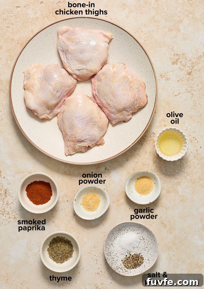 Crispy Air Fryer Chicken Thighs with Garlic and Herbs 3 Air fryer chicken thighs recipe ingredients.