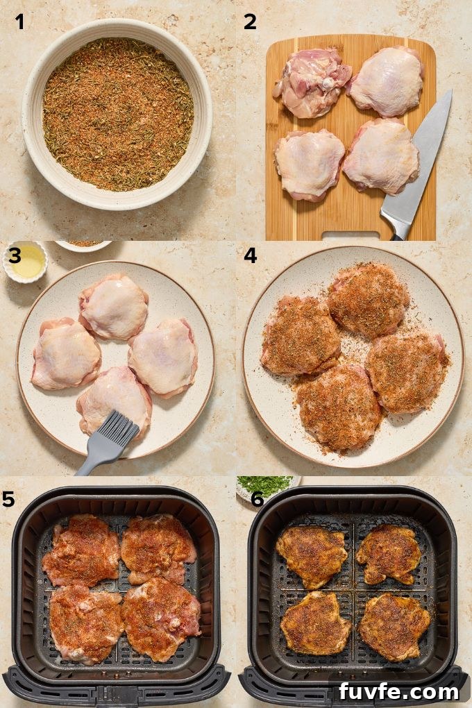 Crispy Air Fryer Chicken Thighs with Garlic and Herbs 4 How to cook chicken thighs in the air fryer.