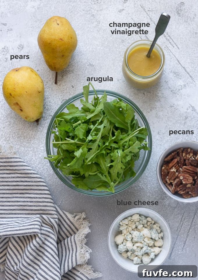Pear salad with blue cheese recipe ingredients.
