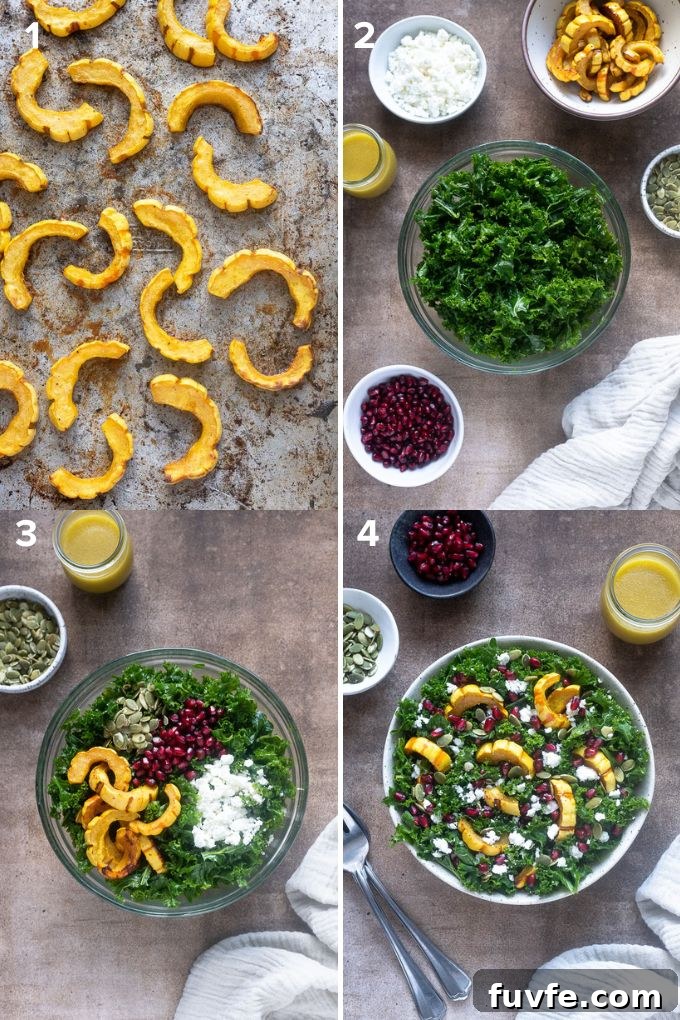 Roasted Delicata Squash Salad with Maple Vinaigrette 5 How to make delicata squash kale salad.