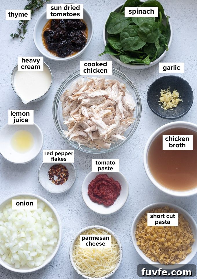 Creamy Marry Me Chicken Soup with Sun Dried Tomatoes 4 Marry me chicken soup recipe ingredients.