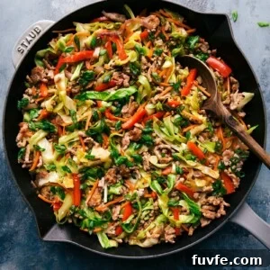 Egg Roll in a Bowl, a delicious dish, plated and ready to enjoy.