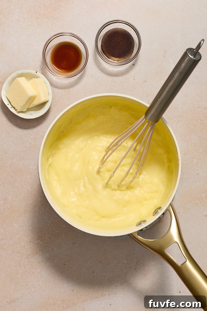 Silky Pastry Cream (Crème Pâtissière) Recipe 10 Cooked pastry cream before butter and vanilla added.