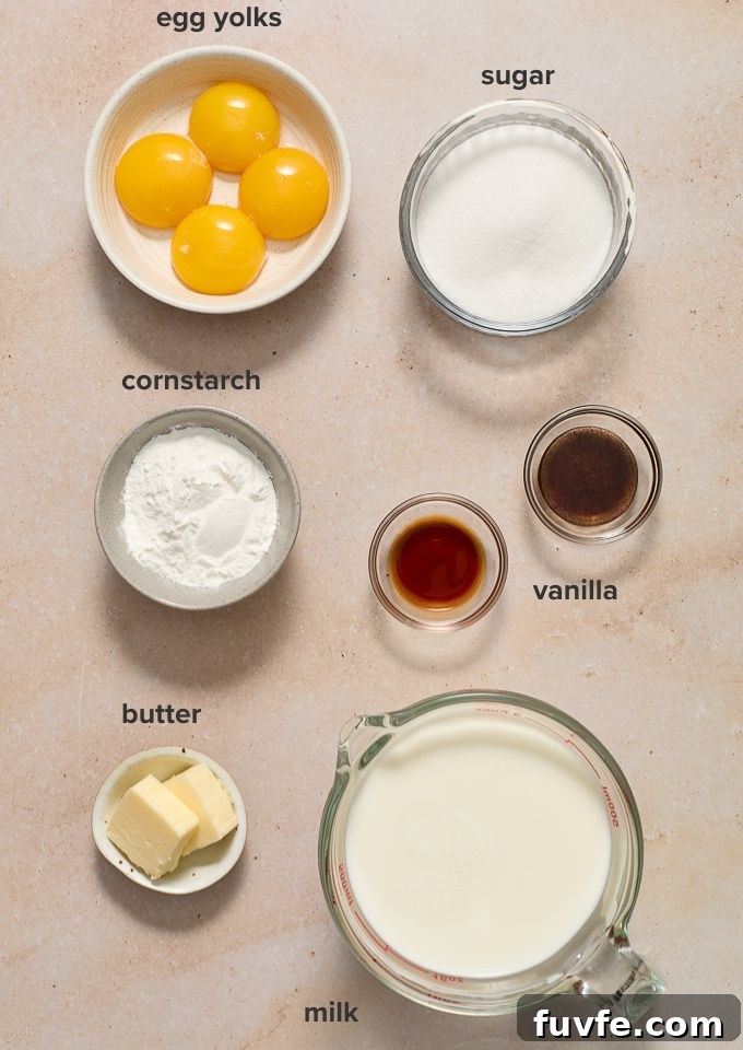 Silky Pastry Cream (Crème Pâtissière) Recipe 4 Pastry cream recipe ingredients.