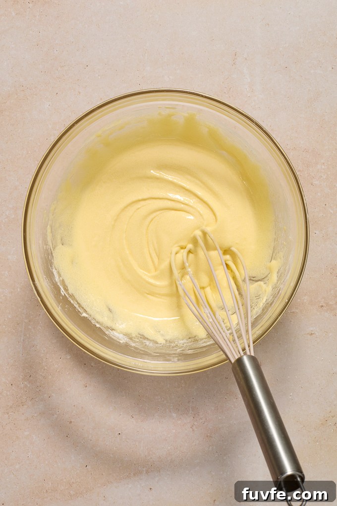 Silky Pastry Cream (Crème Pâtissière) Recipe 6 Egg yolk-sugar mixture with cornstarch for pastry cream.