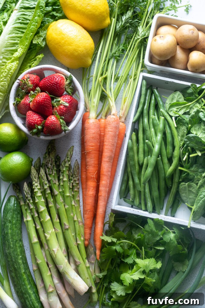 Fruits and vegetables in season in May.