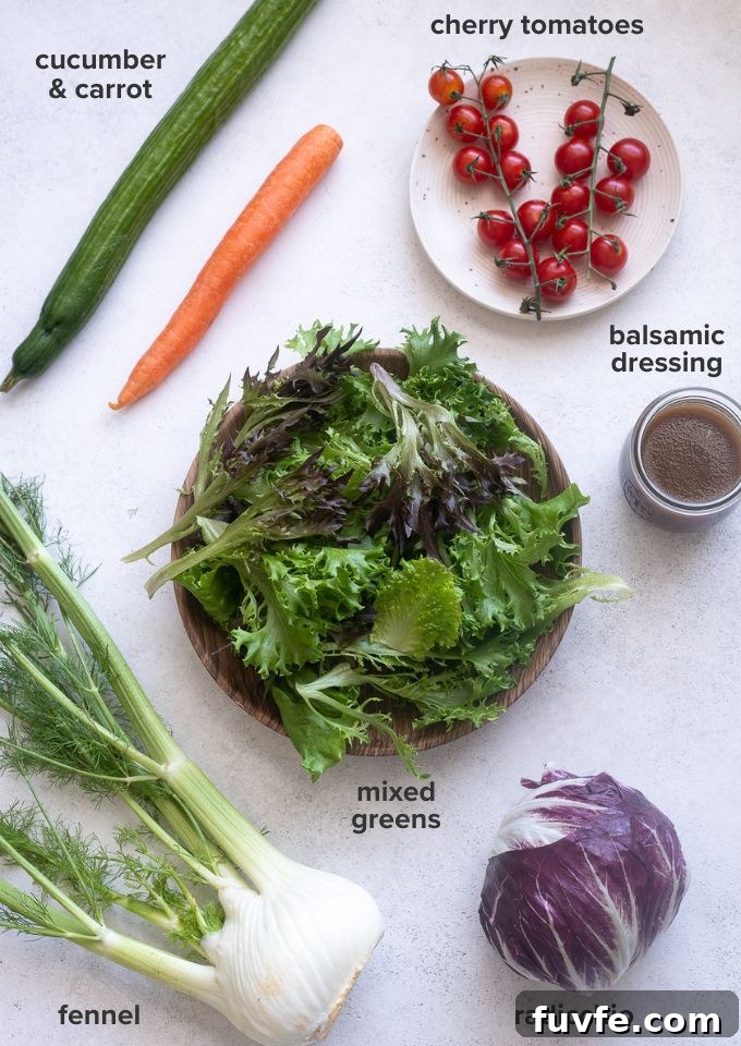 Insalata mista recipe ingredients.