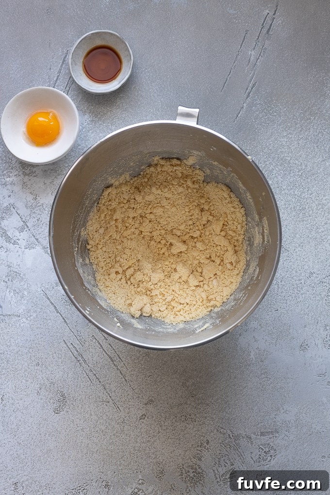 Creamed butter, sugar and flour for pate sucree.
