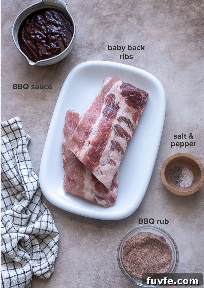 Fall-Off-the-Bone Slow-Cooker Baby Back Ribs 4 Slow cooker baby back ribs recipe ingredients.
