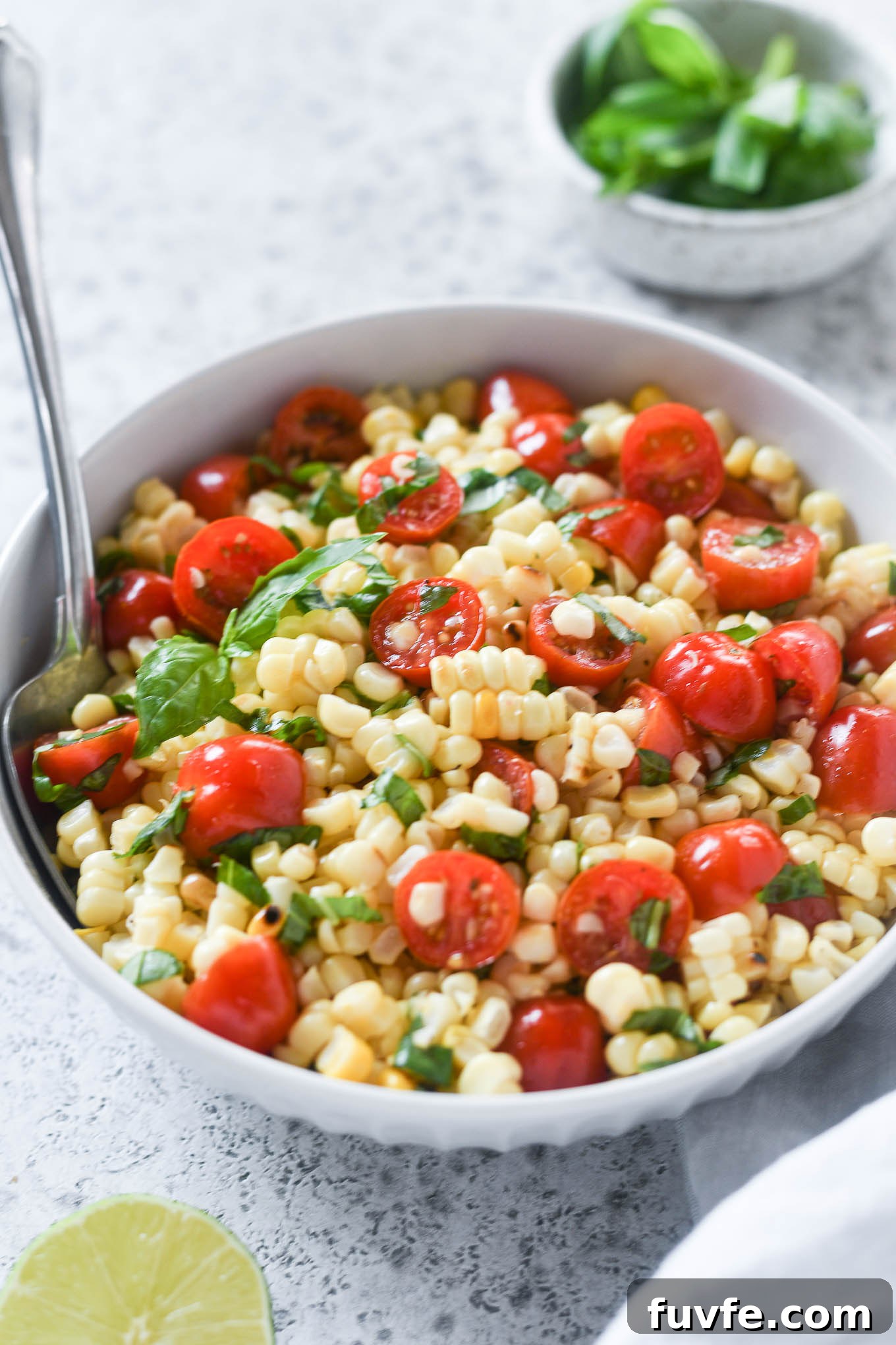 Fresh corn and tomato salad