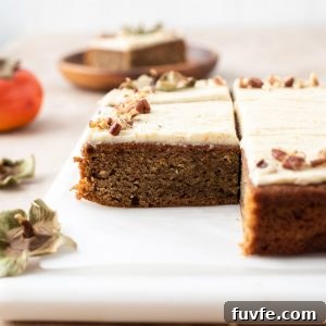 Persimmon cake on a marble board