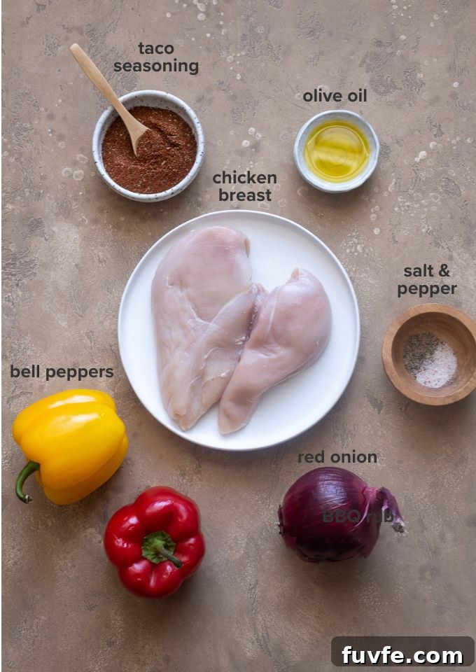 Air Fryer Chicken Fajitas Recipe: 20-Minute Dinner 4 Air fryer chicken fajitas recipe ingredients.