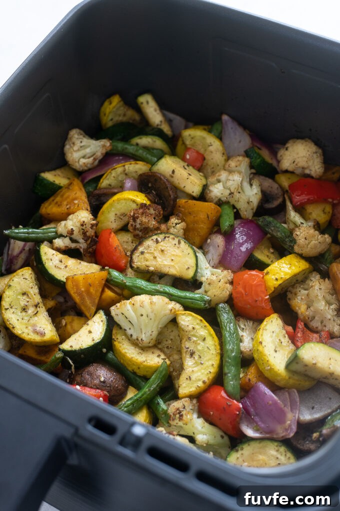 Roasted vegetables in the air fryer.