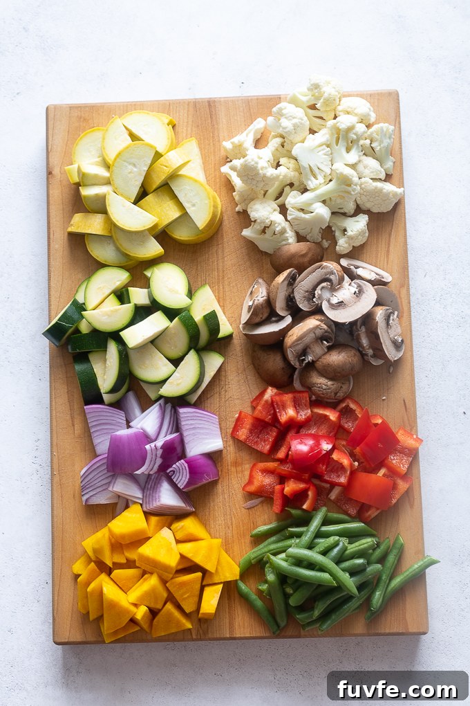Cut vegetables for air fryer vegetables.