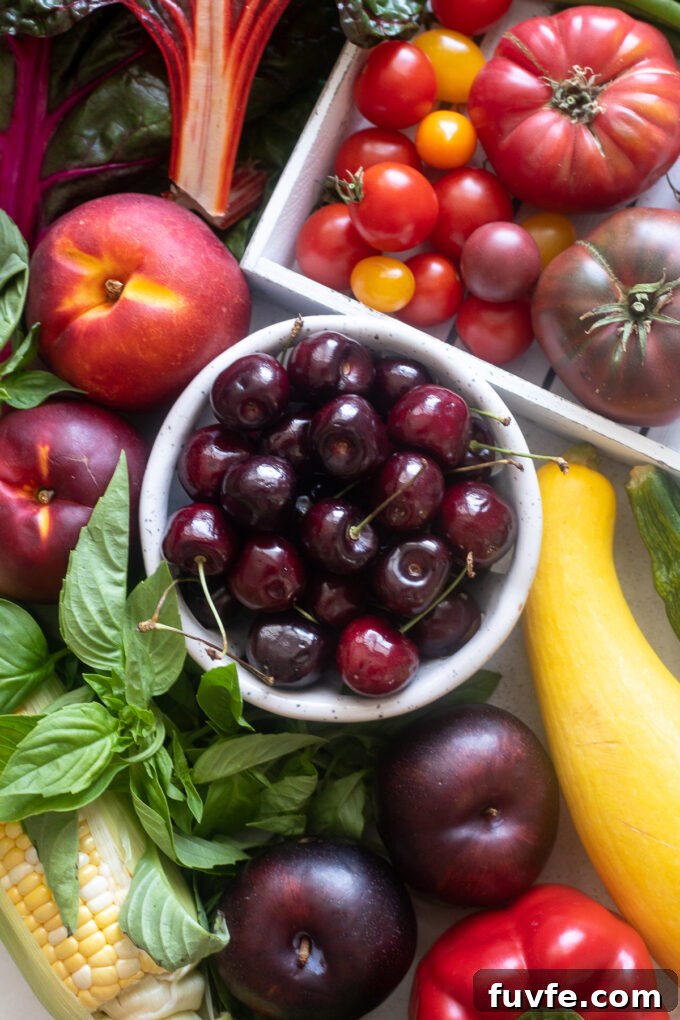 Fruits and vegetables in season in August.