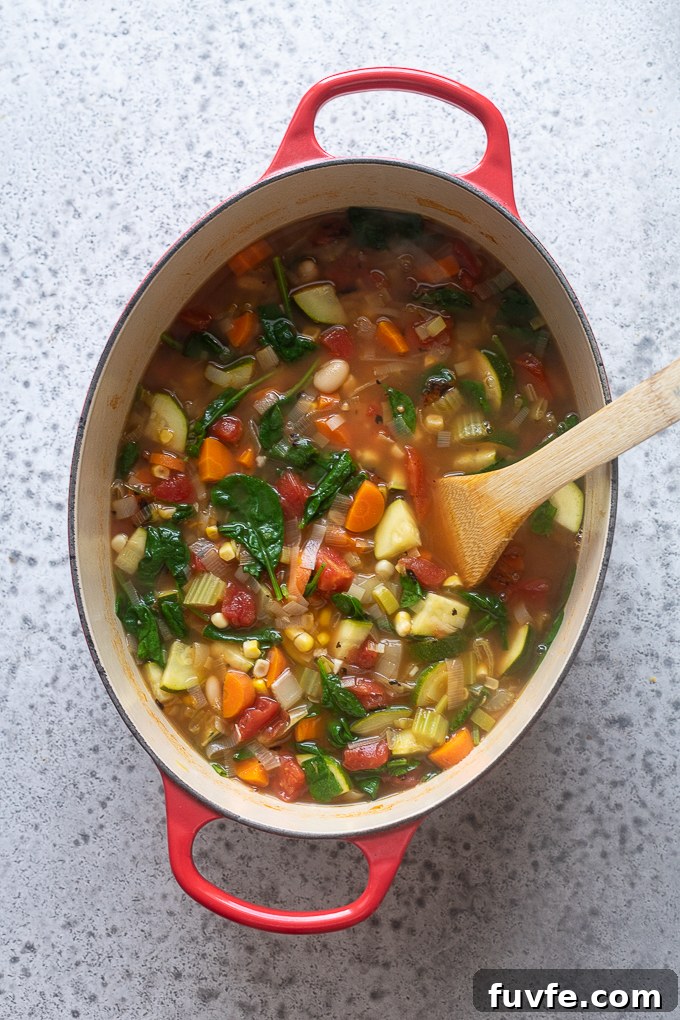 Soupe au pistou in a Dutch oven.