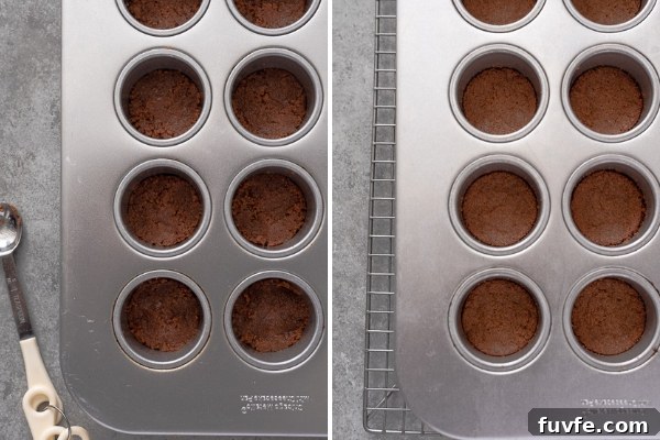 Gingersnap cookie crust before and after baking